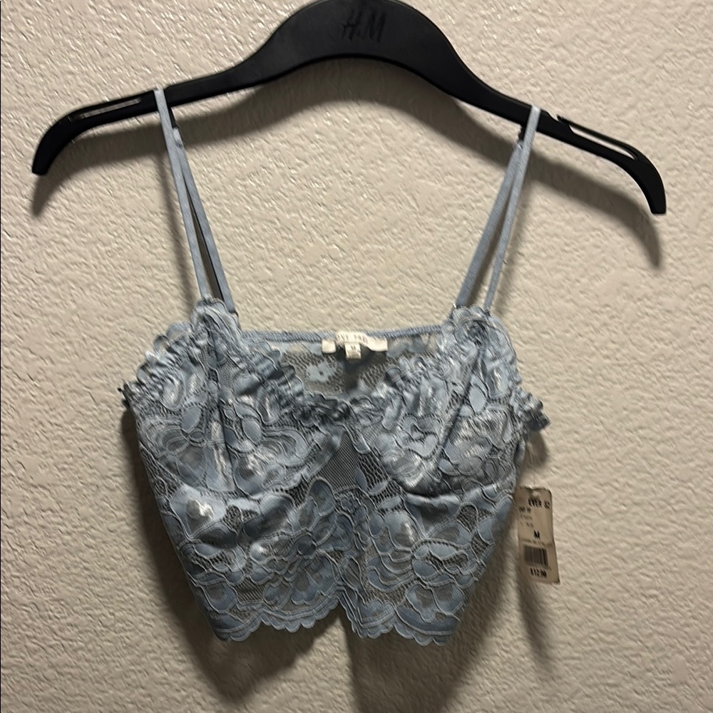 Love Tree Blue Lace Crop Top